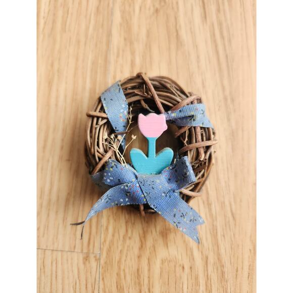 Lot of 2 Rustic Twig Wreath Flower Magnets Farmhouse Country Spring Decor - Picture 7 of 8